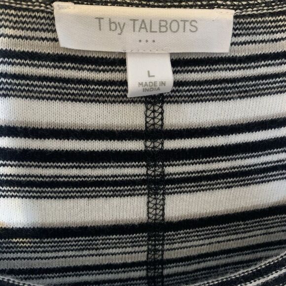 Talbots Dress Women's Size Large T-Shirt Knit Black White Cutout Sleeve Comfort - Picture 4 of 7